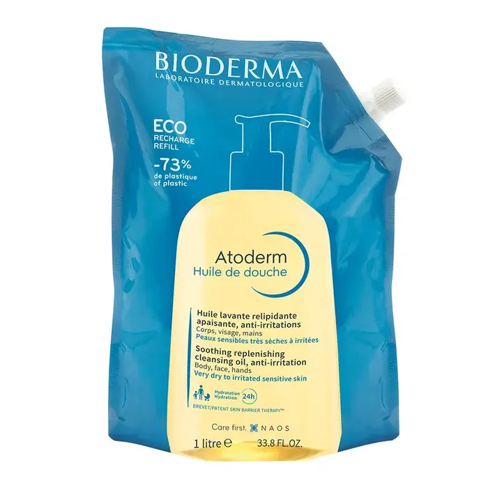 Atoderm huile de douche Bioderma - éco-recharge de 1L