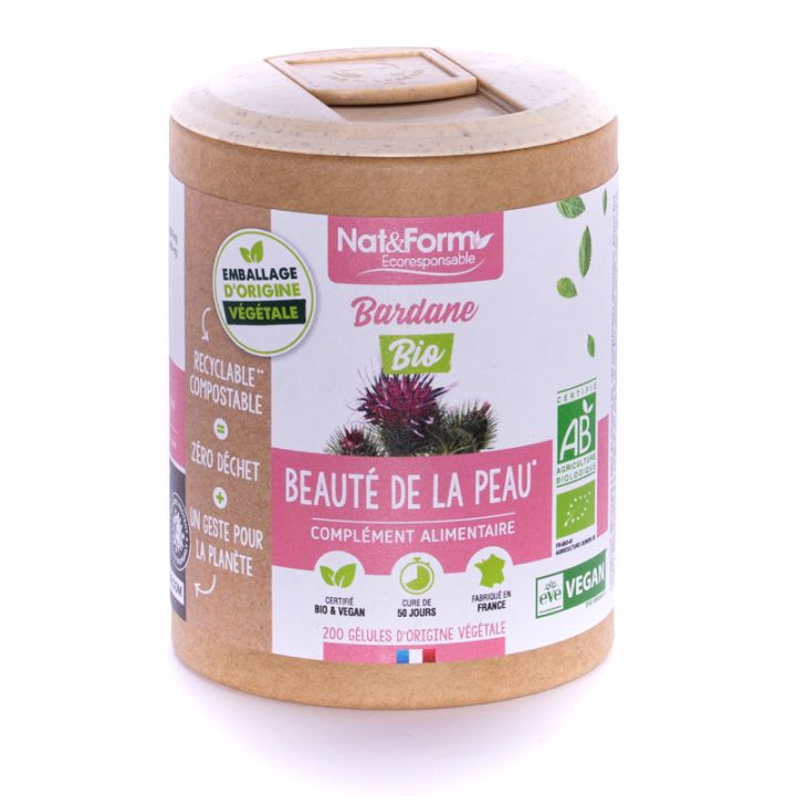 Bardane bio beauté de la peau Nat&Form - boite de 200 gélules