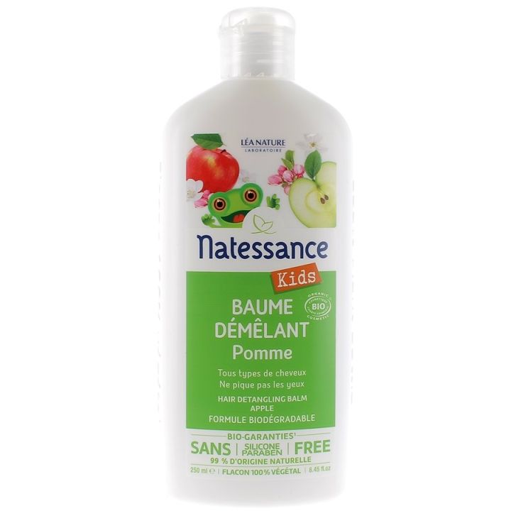 Baume démêlant pomme tous types de cheveux Natessance Kids - flacon de 250 ml