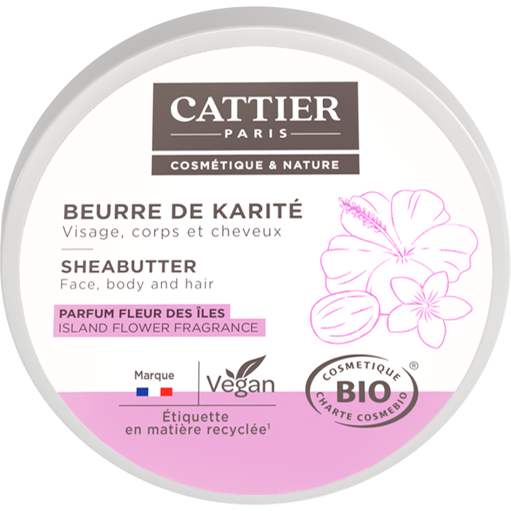 Beurre de Karité parfum fleurs des îles bio Cattier - pot 100 g