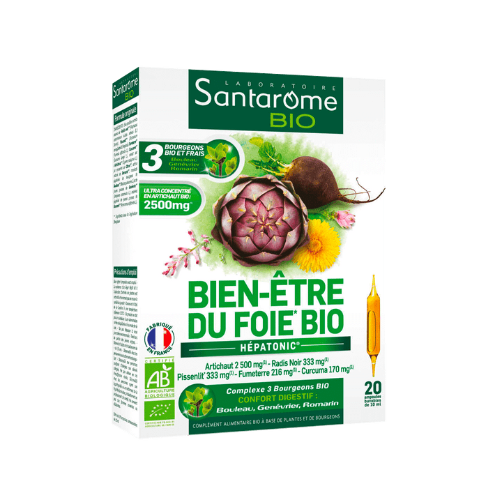 Bien-être du foie hépatonic Bio Santarome - boite de 20 ampoules