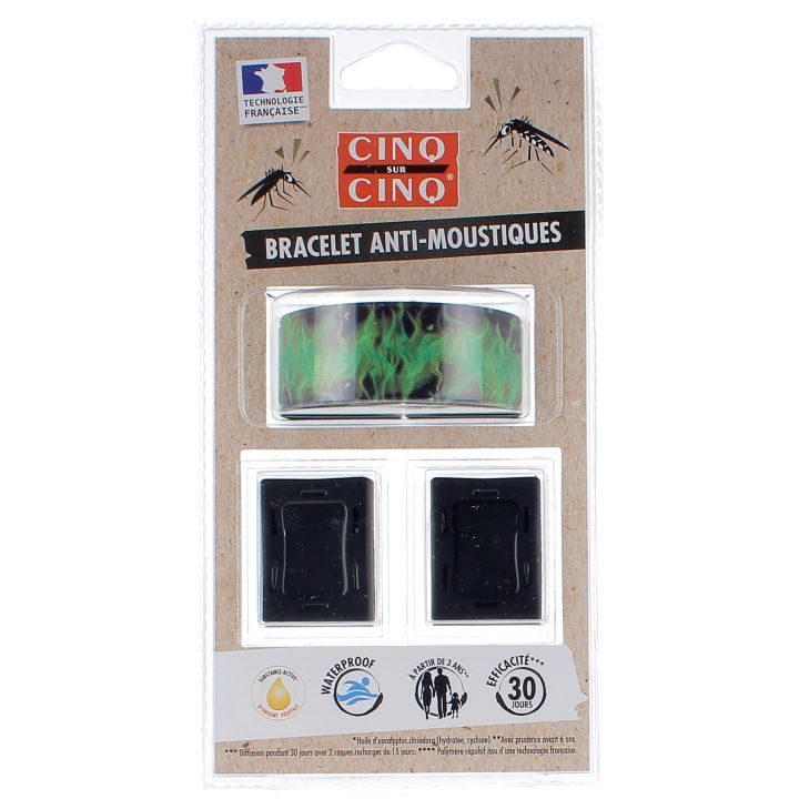 Bracelet anti-moustiques Sport Cinq sur Cinq - Un bracelet + 2 recharges