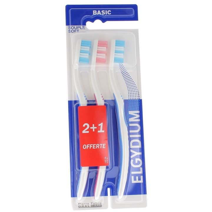 Brosses à dents Basic Medium Elgydium - 3 brosses à dents