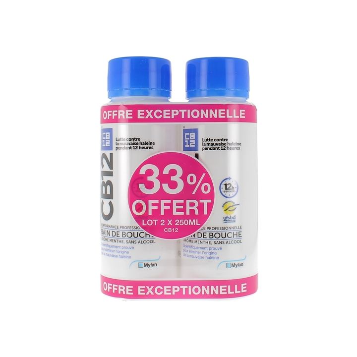 Bain de bouche goût menthe CB12 - lot de 2x250 ml
