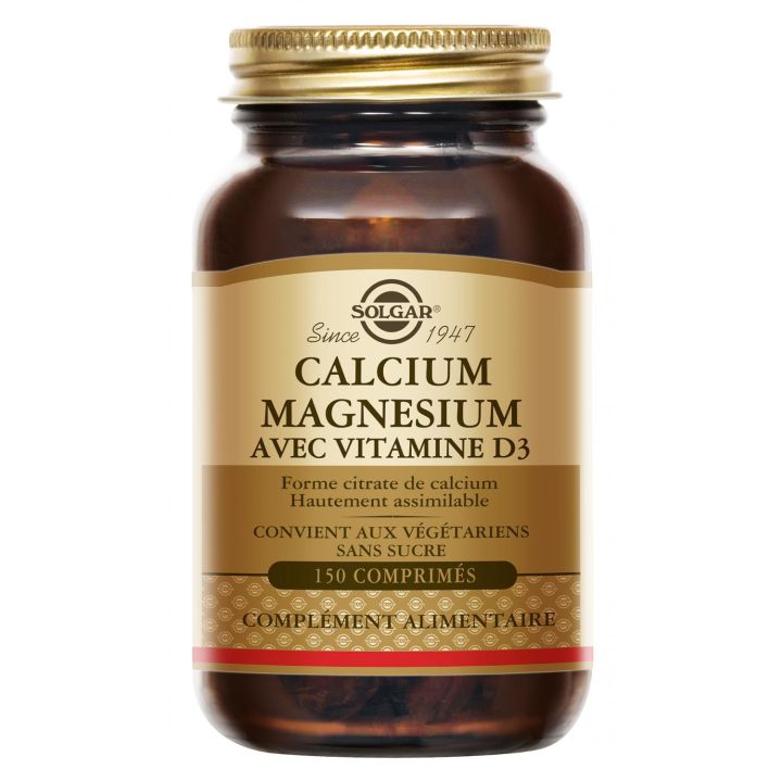 Calcium magnésium vitamine D3 Solgar - pot de 150 comprimés