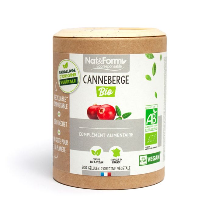 Canneberge bio Nat&Form - boite de 200 gélules