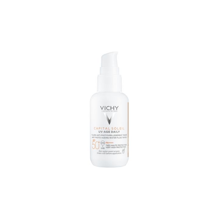 Capital soleil Fluide anti-photovieillissement teinté UV Age Daily SPF 50+ Vichy - flacon-pompe de 40 ml