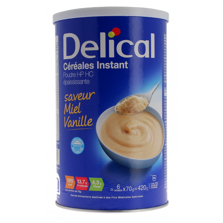 Céréales Instant saveur miel vanille Delical - pot de 420g