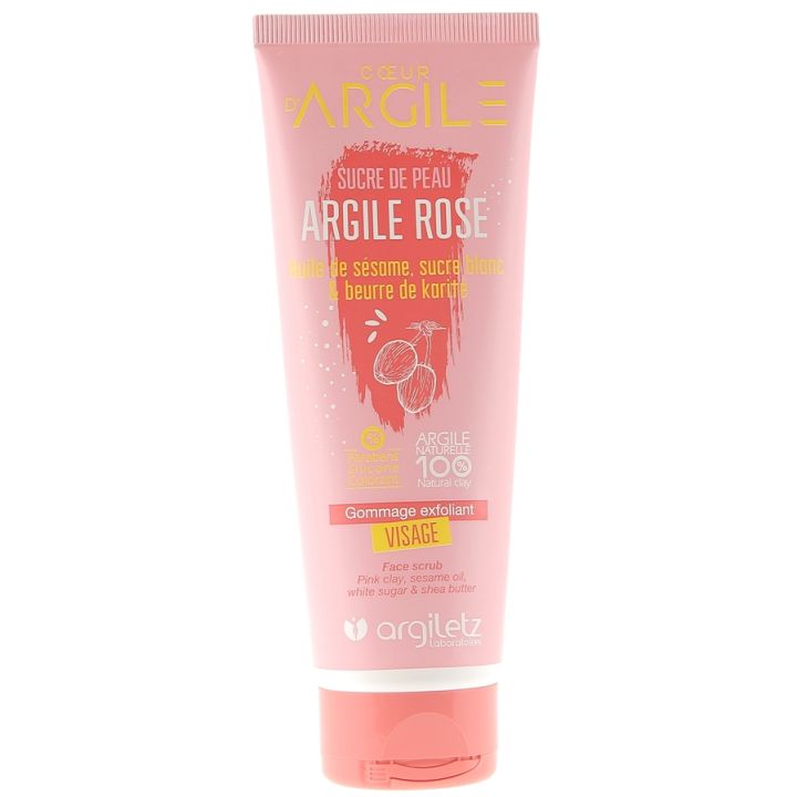 Coeur d'argile Sucre de peau Argile rose Argiletz - tube de 100 ml
