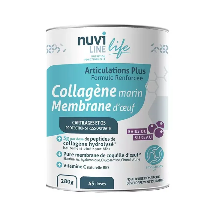 Collagène marin membrane d'oeuf Articulations plus Nuviline - pot de 280g