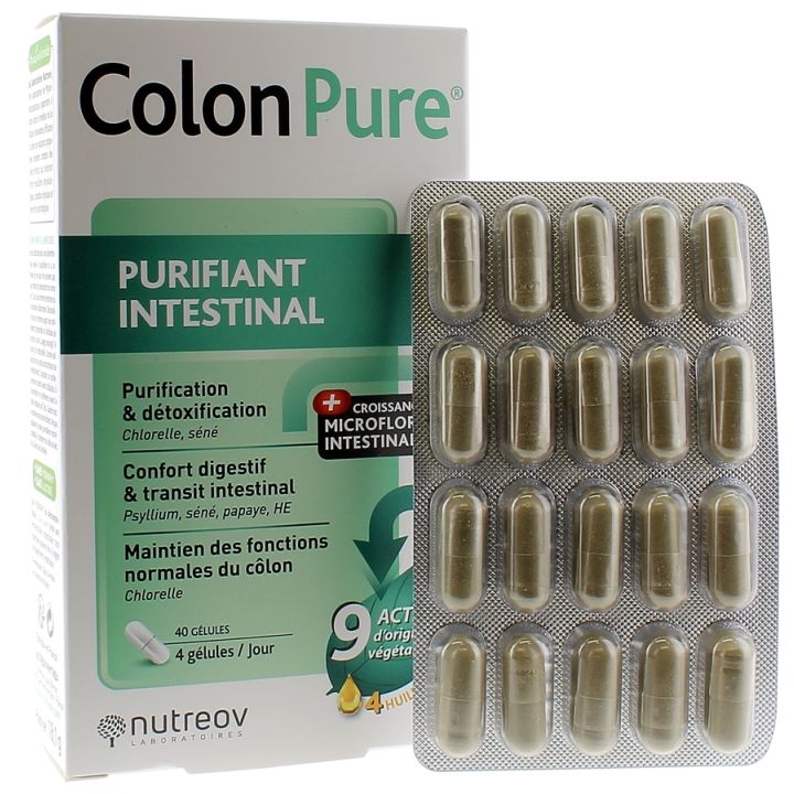 Colon Pure purifiant intestinal Nutreov - boîte de 40 gélules