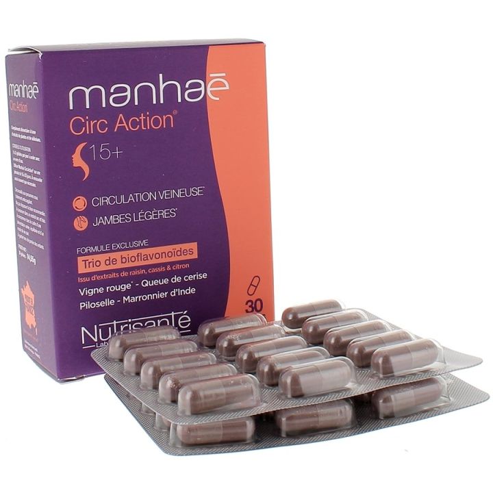 Complément alimentaire circ action circulation veineuse manhaé Nutrisanté - boite de 30 gélules