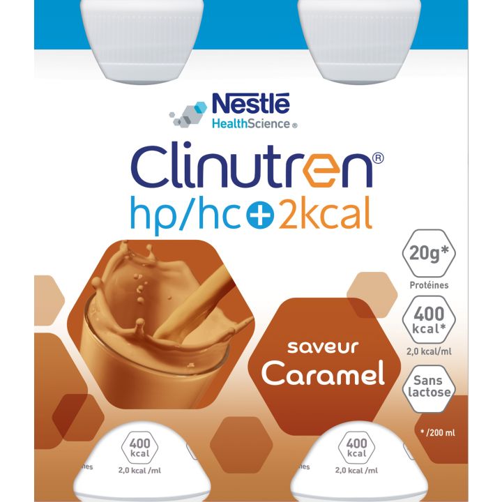 Clinutren HP/HC +2Kcal saveur caramel - 4 bouteilles de 200 ml