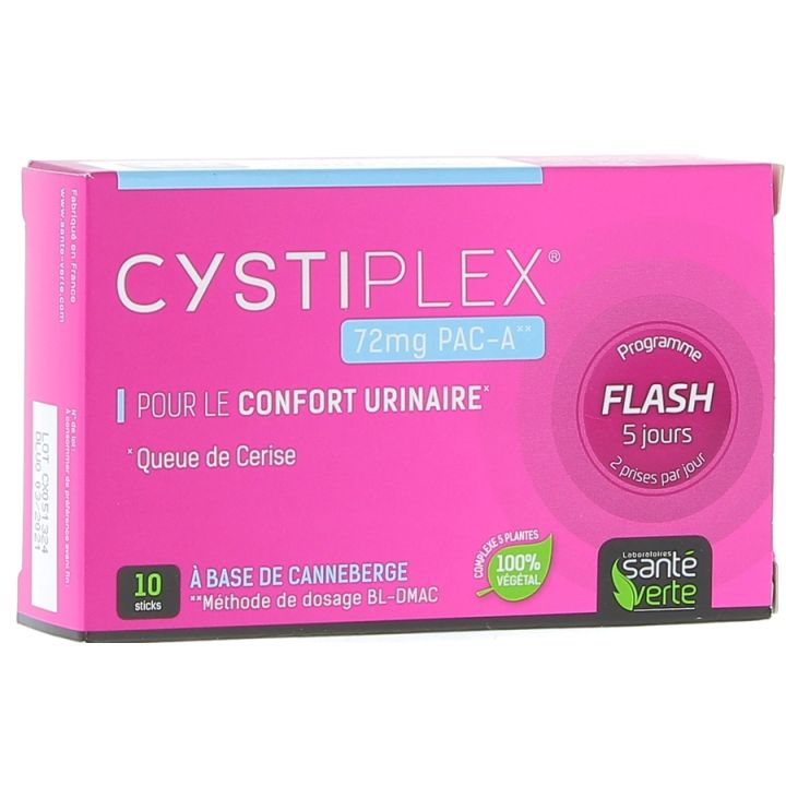 Cystiplex Flash 5 jours confort urinaire Santé Verte - boîte de 10 sticks