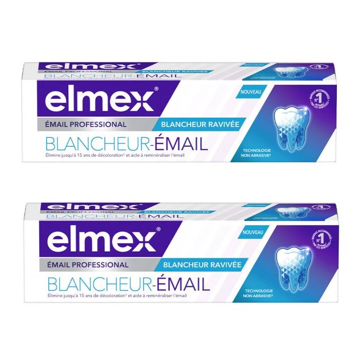 Dentifrice blancheur-émail Elmex - lot de 2 tubes de 75ml