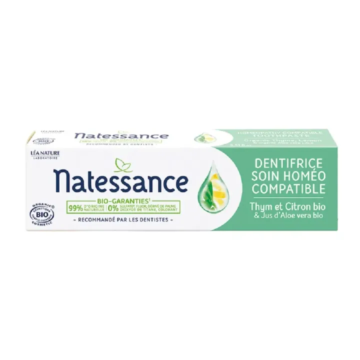 Dentifrice soin homéo compatible bio Natessance - tube de 75ml