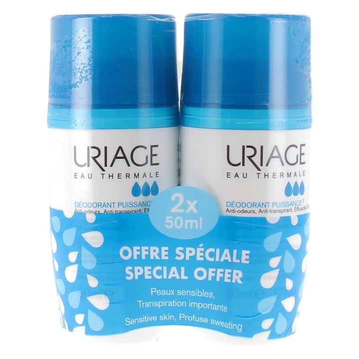 Déodorant Puissance 3 24h Uriage - lot de 2 roll-on de 50ml