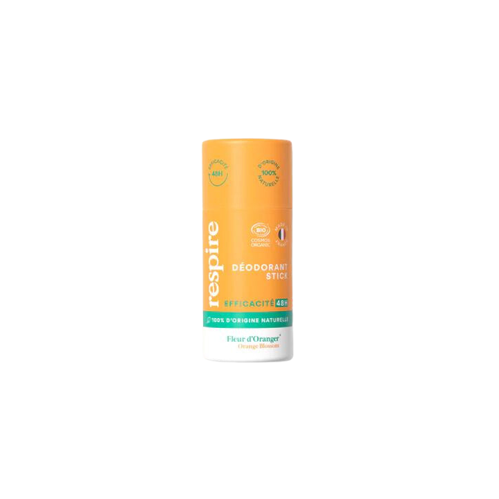 Déodorant solide efficace 48h fleur d'oranger bio Respire - stick de 50g