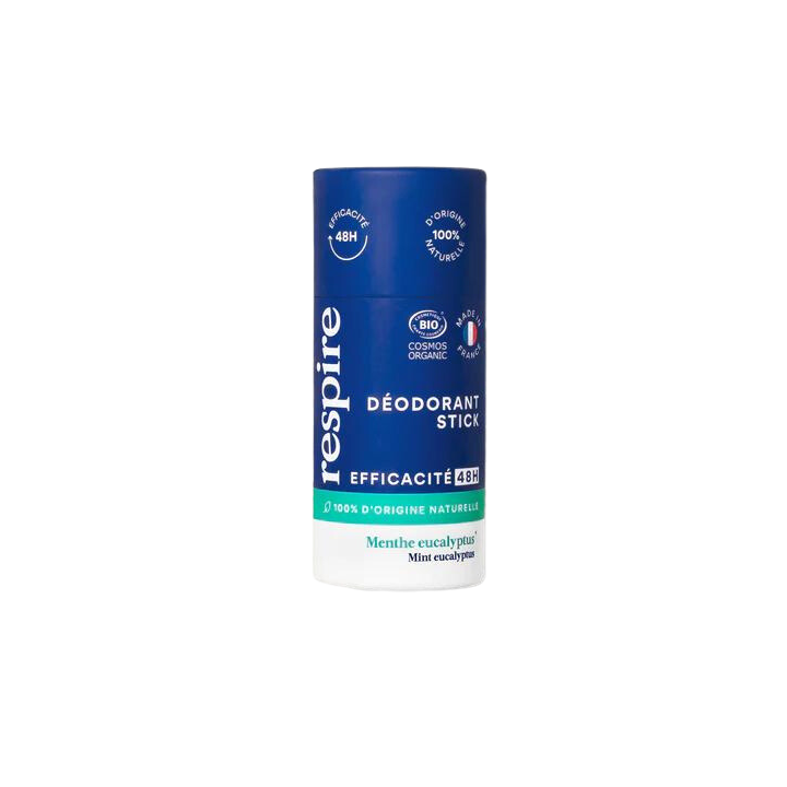 Déodorant solide efficace 48h menthe eucalyptus bio Respire - stick de 50g