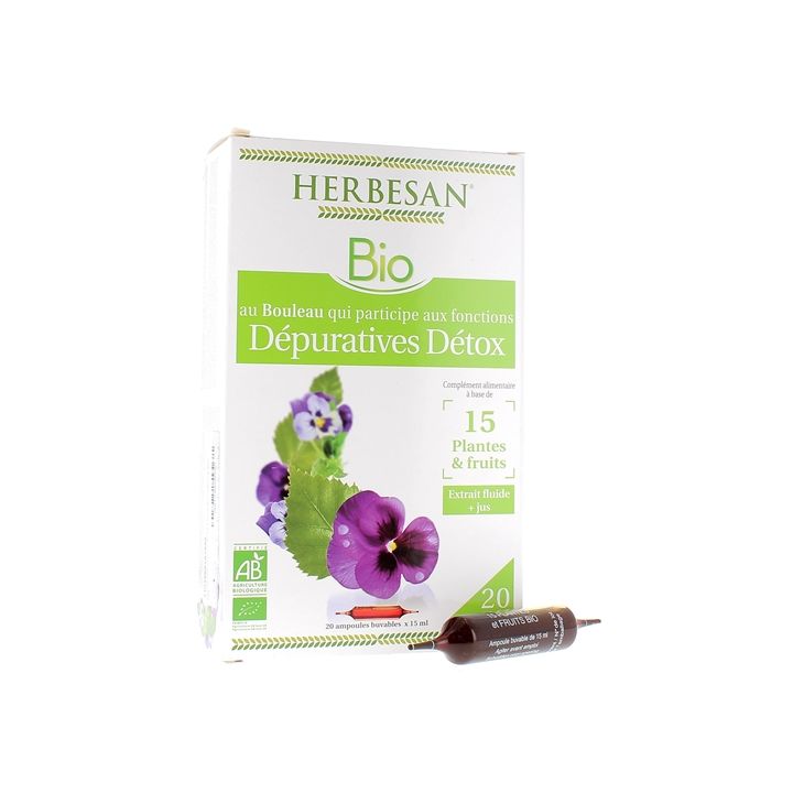 Dépurative détox Bio Herbesan - boite de 20 ampoules