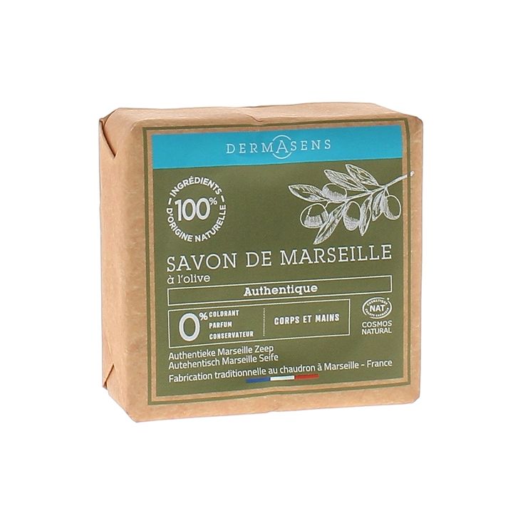 Dermasens Savon solide de Marseille authentique à l'olive Marque Verte - pain de 100g