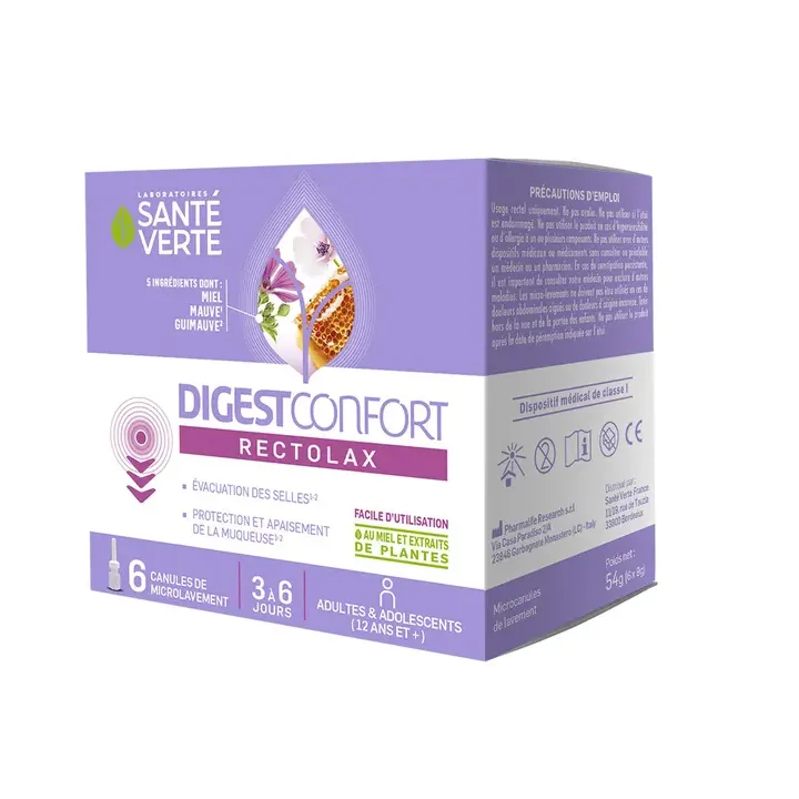 DigestConfort rectolax Santé Verte - boite de 6 canules de microlavement
