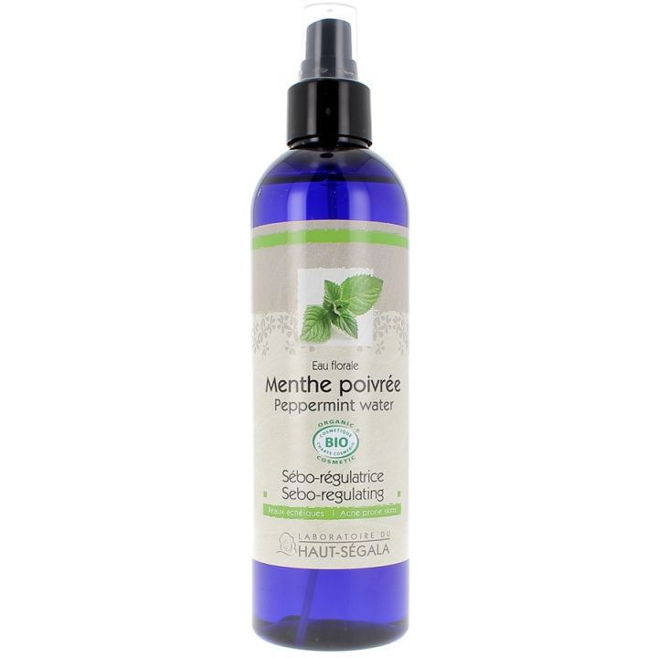 Eau Florale Menthe Poivrée Sébo-régulatrice Laboratoire du Haut-Ségala - Flacon à pompe de 250 ml