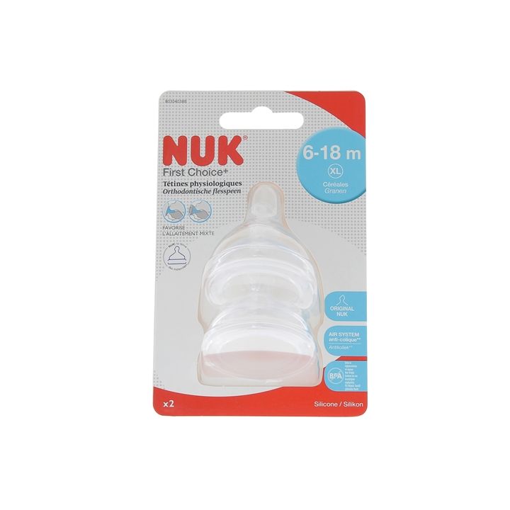 First Choice + Tétines physiologiques 6-18 mois NUK - 2 tétines