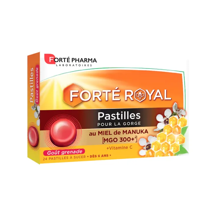 Forté Royal pastilles pour la gorge goût grenade Forté Pharma - boîte de 24 pastilles