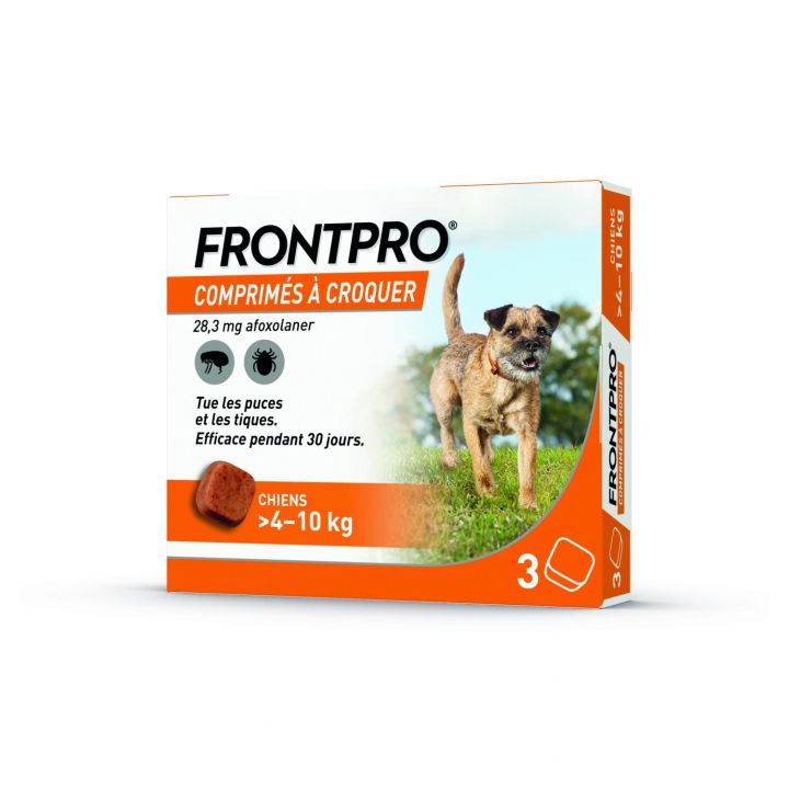 Frontpro comprimé anti puces chien >4-10kg - boîte de 3 comprimés à croquer
