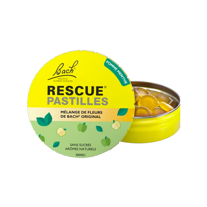 Fleurs de Bach Rescue pastilles saveur pomme menthe Famadem - boite de 50g