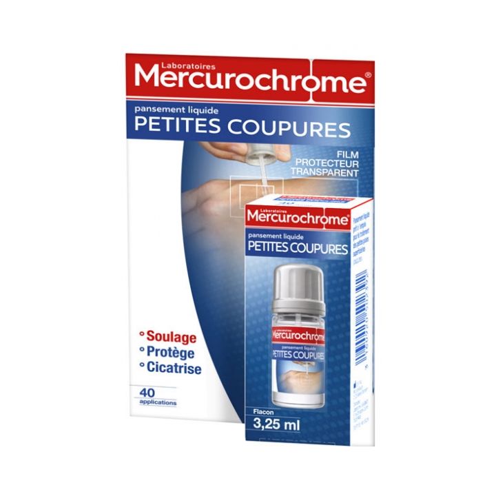 Pansement liquide petites coupures Mercurochrome - flacon de 3,25ml