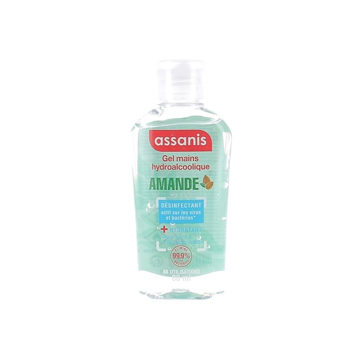 Gel mains hydroalcoolique pocket parfum Amande Assanis - flacon de 80 ml