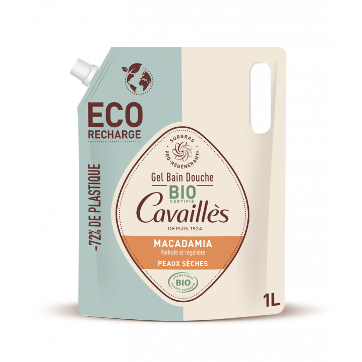 Gel bain douche BIO Macadamia Rogé Cavaillès - éco-recharge de 1L