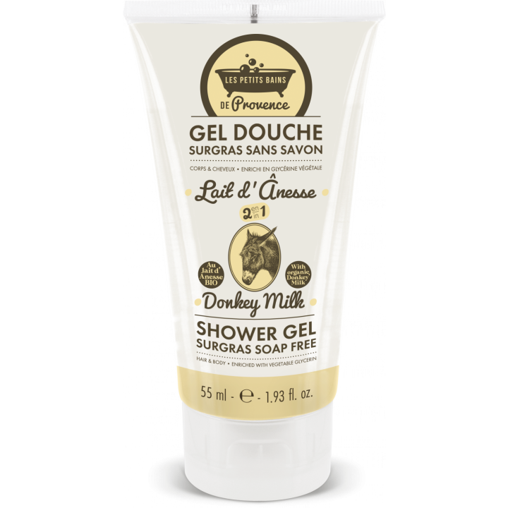 Gel douche surgras au lait d'ânesse Les petits bains de Provence - tube de 55ml