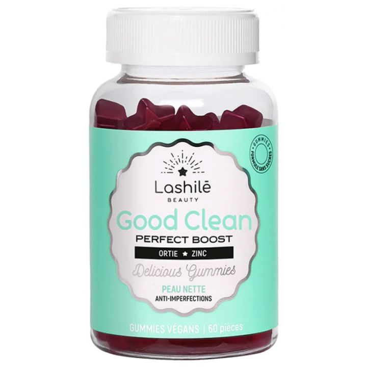 Good Clean perfect boost peau nette Lashilé Beauty - boîte de 60 gummies végans