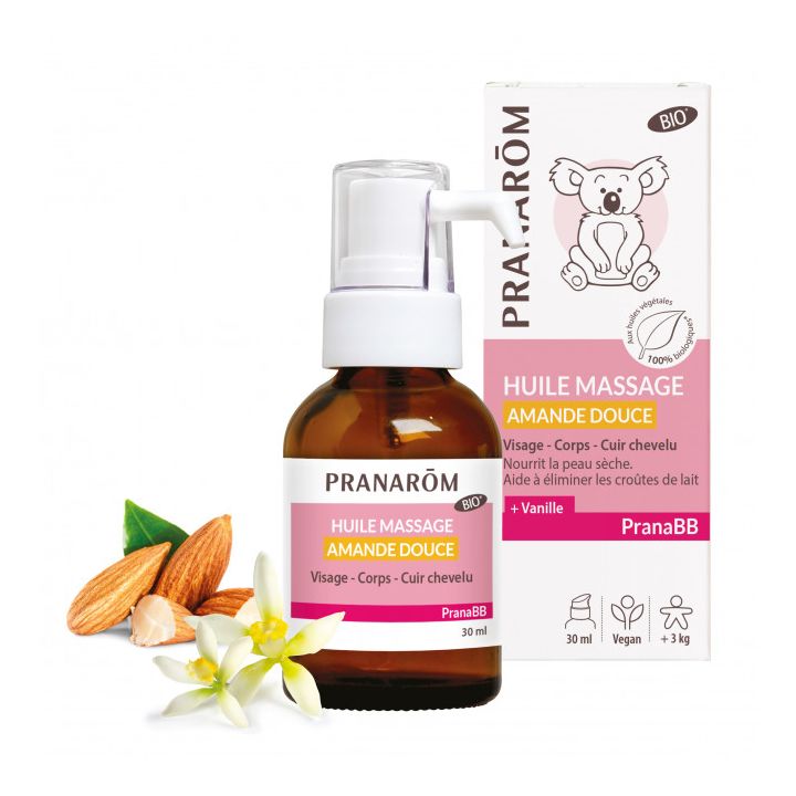 Huile de massage Amande douce bio PranaBB Pranarôm - flacon de 30ml