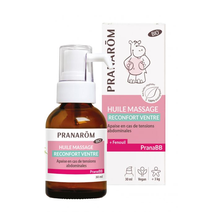 PranaBB Huile de massage bio réconfort ventre Pranarom - flacon de 30 ml