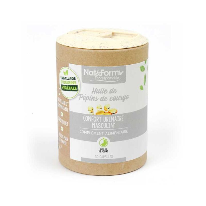 Huile de pépins de courge Ecoresponsable Nat&Form - Boite de 60 capsules