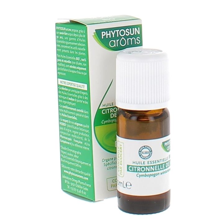 Huile essentielle citronnelle de java bio Phytosun aroms - flacon de 30 ml