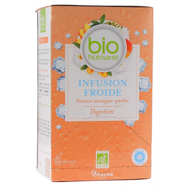 Infusion froide digestion saveur mangue-pêche bio Vitavea - boite de 20 sachets