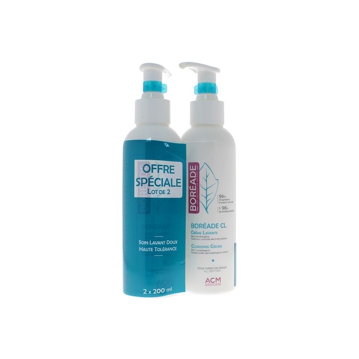 Crème lavante Boréade CL laboratoire ACM - lot de 2 flacons-pompe de 200ml