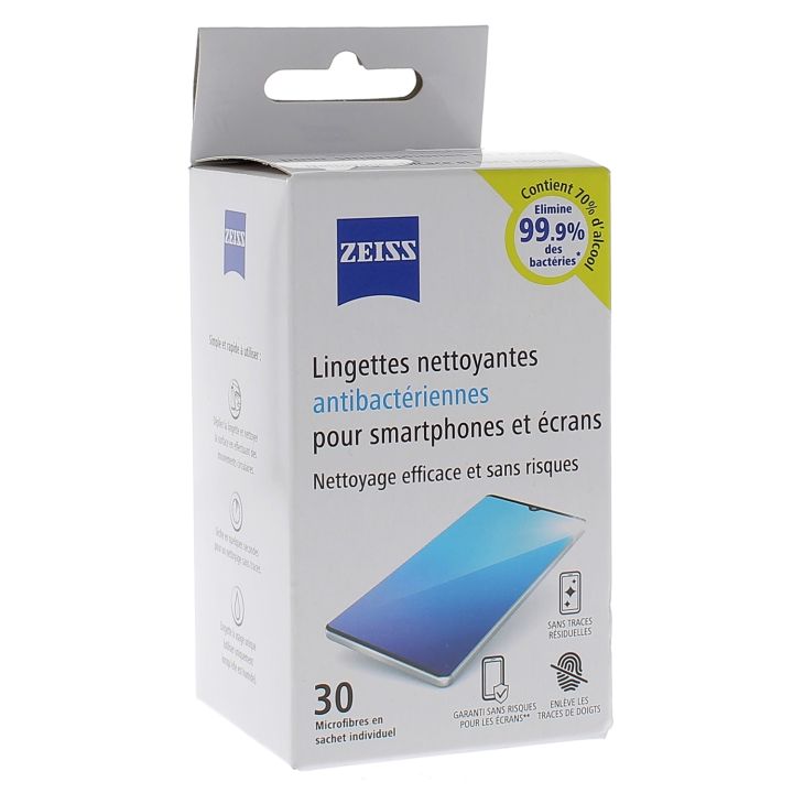 Lingettes nettoyantes antibactériennes smartphone Zeiss - boîte de 30 lingettes
