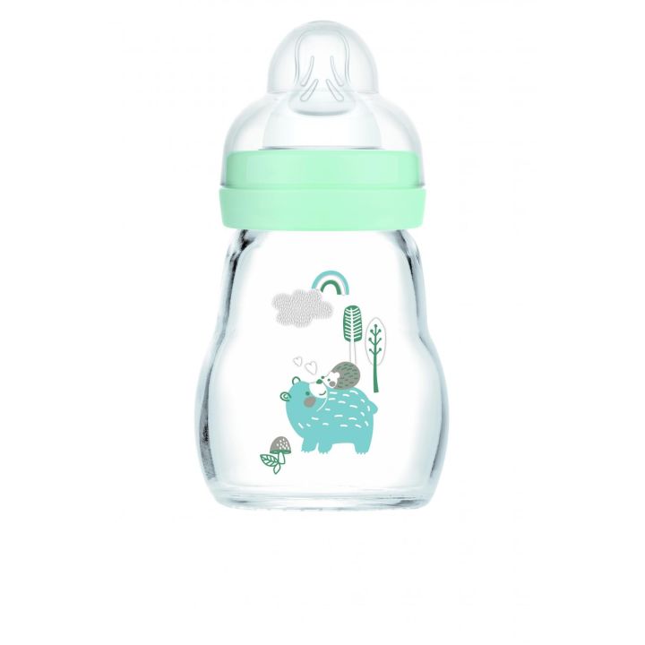 Biberon en verre bleu de débit 1 à partir de 0 mois MAM - biberon de 170 ml