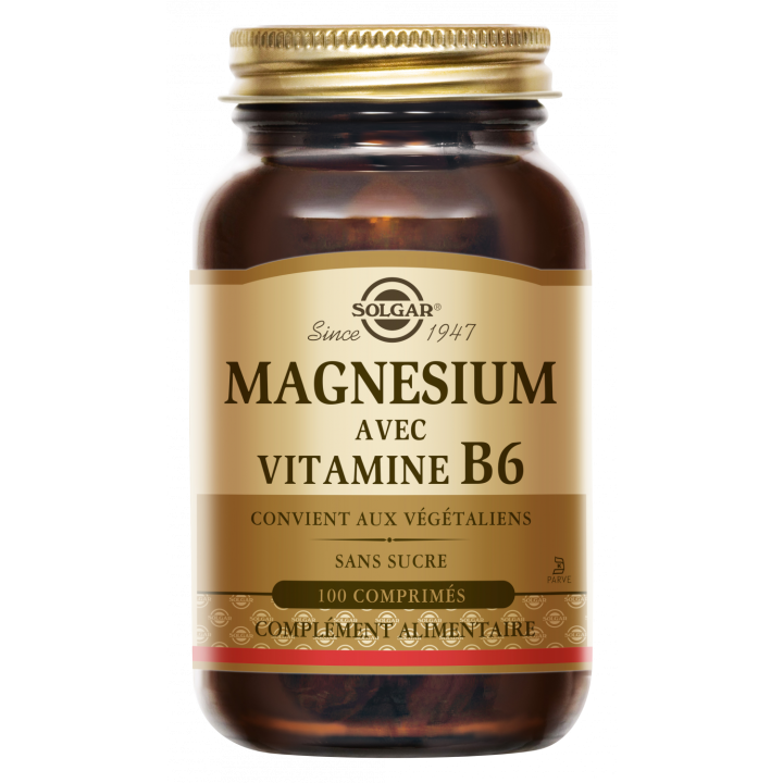 Magnésium avec vitamine B6 Solgar - pot de 100 comprimés