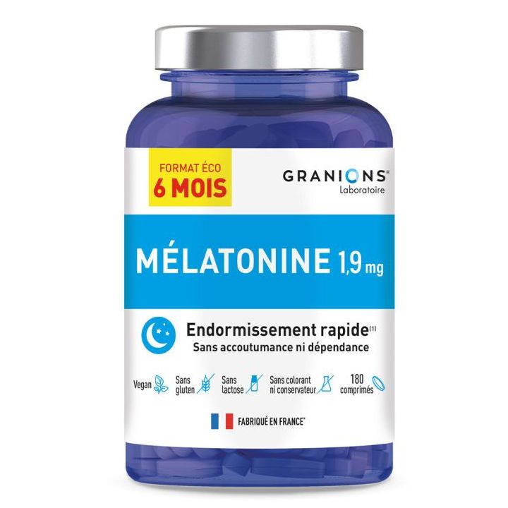 Mélatonine 1,9mg endormissement rapide Granions - pot de 180 comprimés