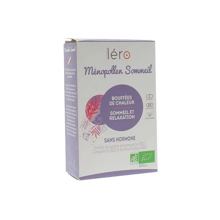 Ménopollen Sommeil & bouffées de chaleur bio Léro - boîte de 60 gélules