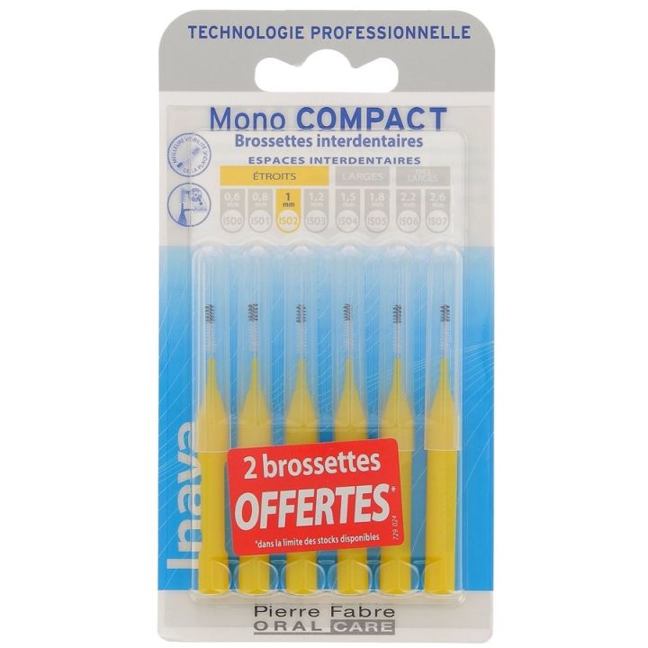Mono compact étroit 1 mm Inava - 4+2 brossettes interdentaires