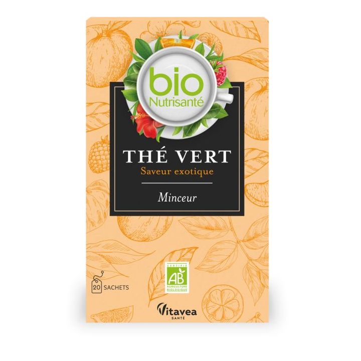 Nutrisanté Thé vert saveur exotique bio Vitavea - boîte de 20 sachets
