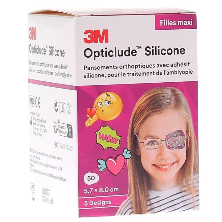 Opticlude silicone filles maxi 3M - 50 pansements de 5,7 x 8,0 cm